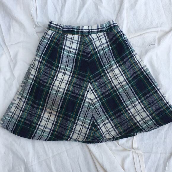 Vintage Green and White Plaid wool blend skirt size 5 - Picture 5 of 6